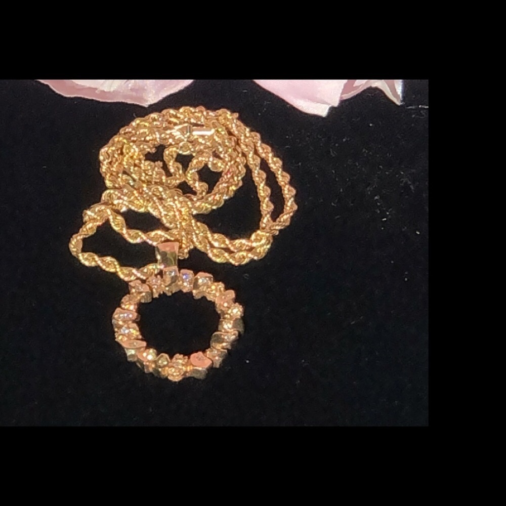 Vintage 14K Gold Nuggets w/Diamonds Rope Chain - Picture 9 of 9